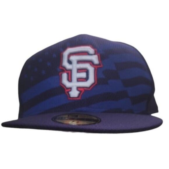 NWT New Era 59Fifty SF Giants Hat 7 3/8 Blue July 4th MLB Flag Cap Rare - Picture 1 of 5